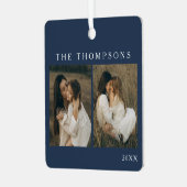 Minimalistische Elegant Eenvoudige 4 Foto Blauwe K Metalen Ornament (Voorkant links)