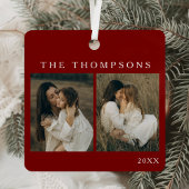 Minimalistische Elegant Eenvoudige 4 Foto Rode Ker Metalen Ornament