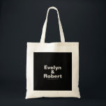 Minimalistische Elegant Formal Black Wedding Canva Tote Bag<br><div class="desc">Deze minimalistische,  elegante,  formele zwarte bruiloft canvas tas is perfect voor een rustige bruiloft. Het ontwerp heeft een mooi lettertype op een zwarte achtergrond om uw evenement te verfraaien.</div>