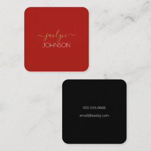 Minimalistische Elegant Goud Zwart Gepersonaliseer Vierkante Visitekaartje