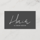 Minimalistische Elegant Grijs Wit Haarstylist Visitekaartje (Voorkant)