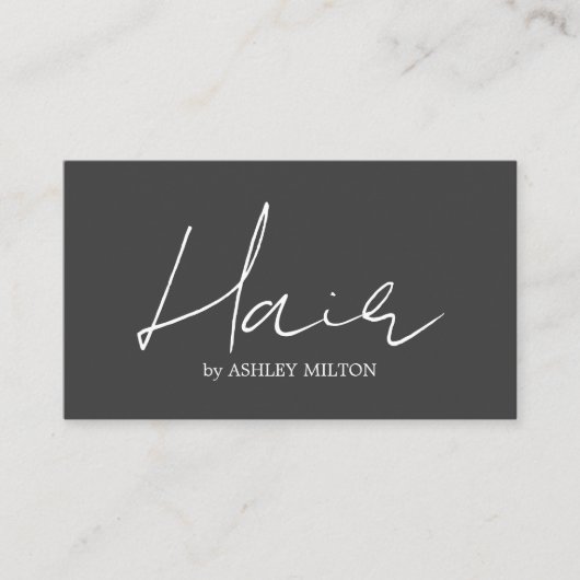 Minimalistische Elegant Grijs Wit Haarstylist Visitekaartje (Voorkant)
