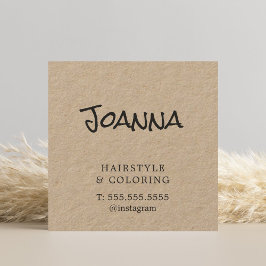 Minimalistische Elegant Kraft Black Hairdresser Vierkante Visitekaartje