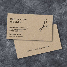 Minimalistische Elegant Kraft Papier Schaar Haarst Visitekaartje