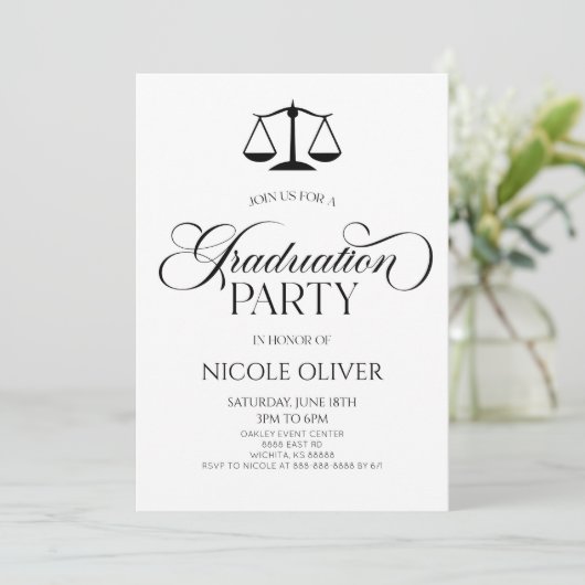 Minimalistische Elegant Lawyer Scale Afstuderen Kaart (Staand voorkant)