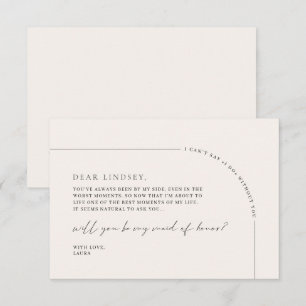 Minimalistische Elegant Maid of Honor Proposal Kaa Kaart