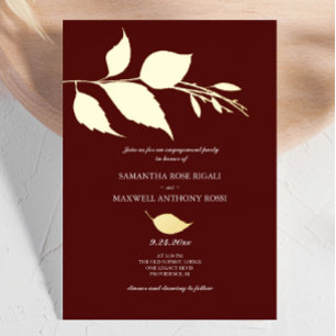 Minimalistische Elegant Maroon Engagement Party Folie Uitnodiging