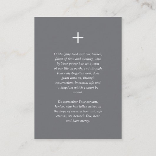Minimalistische Elegant Orthodoxe Begrafenisgebed  Plaatskaartje (Achterkant)