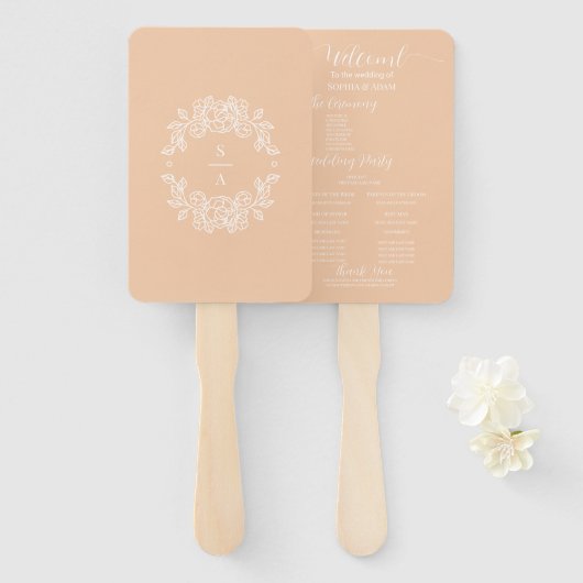 Minimalistische Elegant Peach Program Fan Handwaaier (Voorkant en achterkant)