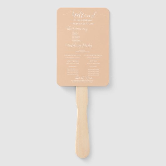 Minimalistische Elegant Peach Program Fan Handwaaier (Achterkant)