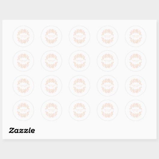 Minimalistische Elegant Peach Program Fan Ronde Sticker (Vel)