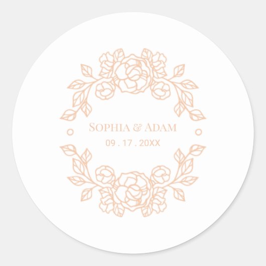 Minimalistische Elegant Peach Program Fan Ronde Sticker (Voorkant)