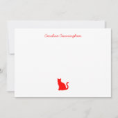 Minimalistische Elegant Red Cat Flat Note Kaart Notitiekaartje (Voorkant)