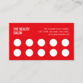 Minimalistische Elegant Rood Wit 10 Salon Klantenkaartje (Voorkant)