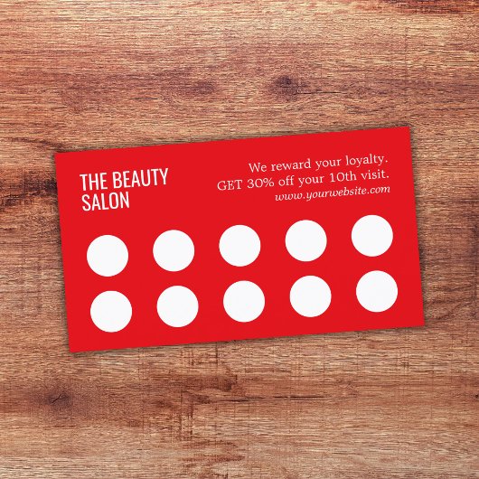 Minimalistische Elegant Rood Wit 10 Salon Klantenkaartje