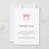Minimalistische Elegant Roze Bow Baby shower Kaart (Voorkant)