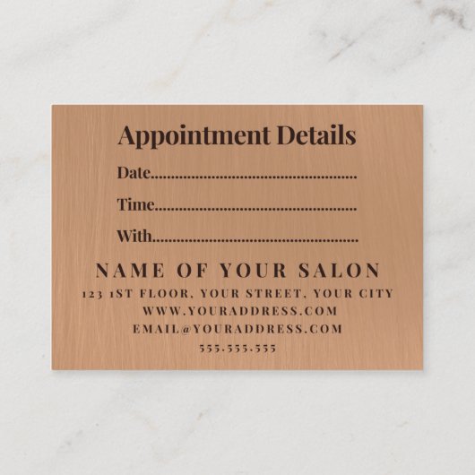 Minimalistische Elegant Salon Afspraakkaart Afsprakenkaartje (Achterkant)