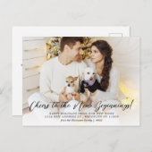 Minimalistische Elegant Script Photo Holiday Movem Aankondigingskaart (Voorkant / Achterkant)