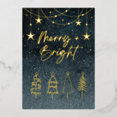 Minimalistische Elegant Script Pine Trees Kerstmis Folie Feestdagenkaart (Voorkant)