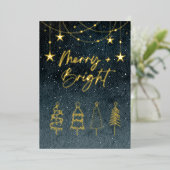 Minimalistische Elegant Script Pine Trees Kerstmis Folie Feestdagenkaart (Staand Voorkant)