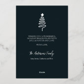 Minimalistische Elegant Script Pine Trees Kerstmis Folie Feestdagenkaart (Achterkant)