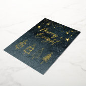 Minimalistische Elegant Script Pine Trees Kerstmis Folie Feestdagenkaart (Gedraaid)