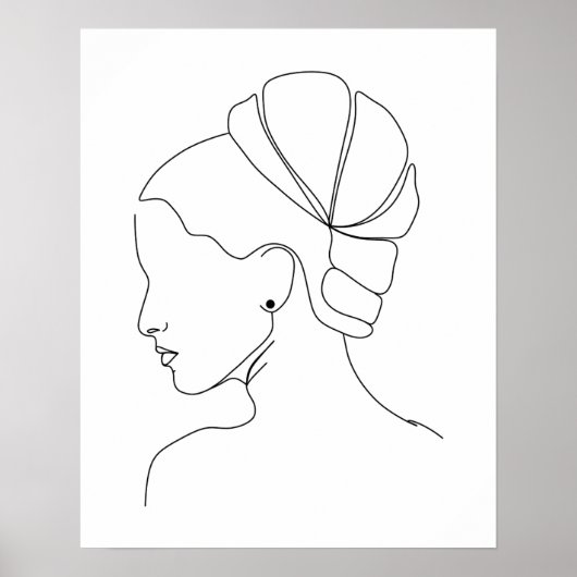 Minimalistische Elegant Woman Line Art Poster (Voorkant)