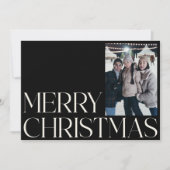 Minimalistische  Elegant Zwart 2 foto Kerstmis Feestdagenkaart (Voorkant)