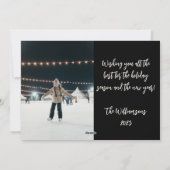 Minimalistische  Elegant Zwart 2 foto Kerstmis Feestdagenkaart (Achterkant)