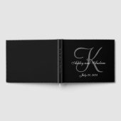 Minimalistische Elegant Zwart Grijs Monogram Huwel Gastenboek (Volledig)