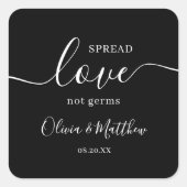 Minimalistische Elegant Zwart Verspreid Liefde Tro Vierkante Sticker (Voorkant)