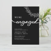 Minimalistische Elegant Zwart Wit Foto Verloving Kaart (Staand voorkant)