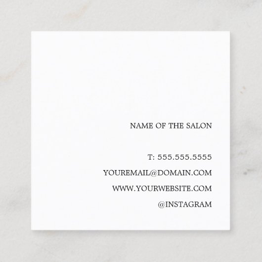 Minimalistische Elegant Zwart Wit Haar Bobby Pin Vierkante Visitekaartje (Achterkant)