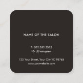 Minimalistische Elegant Zwart Wit Haar Pins Salon Vierkante Visitekaartje (Achterkant)