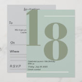 Minimalistische, Elegante 18e Uitnodiging (Voorkant / Achterkant)