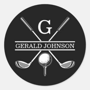 Minimalistische Elegante Aangepaste Golf Monogram Ronde Sticker