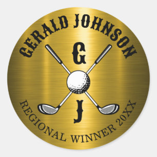 Minimalistische Elegante Aangepaste Golf Monogram Ronde Sticker