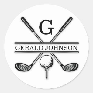 Minimalistische Elegante Aangepaste Golf Monogram Ronde Sticker