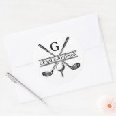 Minimalistische Elegante Aangepaste Golf Monogram  Ronde Sticker (Envelop)
