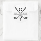 Minimalistische Elegante Aangepaste Golf Monogram  Ronde Sticker (Tas)