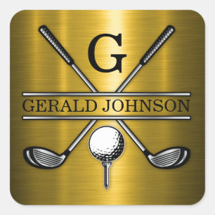 Minimalistische Elegante Aangepaste Golf Monogram Vierkante Sticker