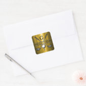 Minimalistische Elegante Aangepaste Golf Monogram Vierkante Sticker (Envelop)