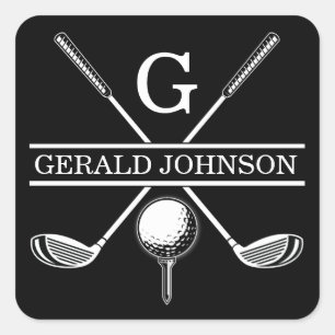 Minimalistische Elegante Aangepaste Golf Monogram Vierkante Sticker