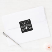 Minimalistische Elegante Aangepaste Golf Monogram Vierkante Sticker (Envelop)
