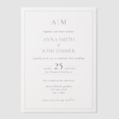 Minimalistische elegante B&W Classic Wedding Vellum Uitnodigingen (Voorkant)