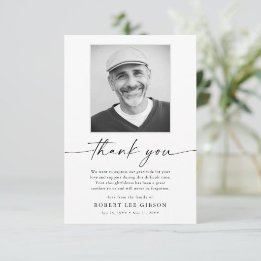 Minimalistische Elegante Begrafenissympathie Memor Bedankkaart (Staand voorkant)