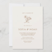Minimalistische Elegante Beige Bloemen Huwelijk Kaart (Voorkant)