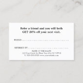 Minimalistische elegante Beige Blue Salon Aanbevelingskaartje (Achterkant)