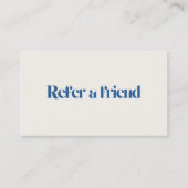 Minimalistische elegante Beige Blue Salon Aanbevelingskaartje (Voorkant)