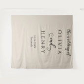 Minimalistische Elegante Beige Bruiloft Banner Wandkleed (Voorkant (horizontaal))
